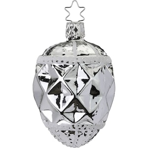 Cone ornament silver 8 cm Inge-Glas® Manufactory Christmas decoration