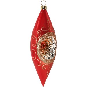 Reflex Olive 15cm, Orange opal, Spitzenbordüre - Schatzhauser Weihnachtsschmuck