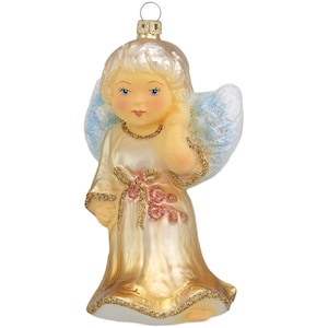 Christmas angel, 12 cm, Thuringian glass and Christmas tree decorations, Lauscha Glass Art