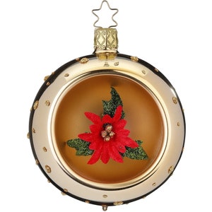 Reflex ball poinsettia Ø 8 cm brocade gold gloss Inge-Glas® Christmas tree decoration