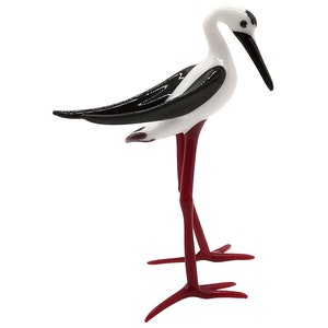 Stilt walker, colored glass, black, white, red, mouth-blown 10 cm, Lauscha Glass Art