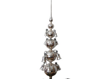 Puntale per albero di Natale 1 m (100 cm) argento con 12 campanelli