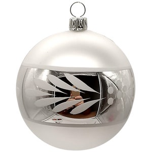 Christmas ball nostalgic magic Ø 10 cm, silver - Schatzhauser Christmas tree decorations, Lauscha glass art