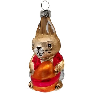 Bunny, Easter Bunny Martin 8 cm brown, orange Easter egg, Lauscha Glass Art