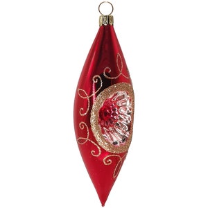 Reflex Olive 15 cm, glossy red, lace border - Schatzhauser Christmas decorations