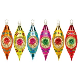 Sparkling Reflex, Olive Set 15 cm 6-color Inge-Glas® Christmas tree decoration