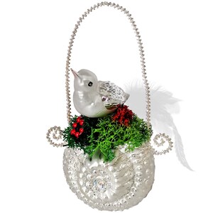 Bird wheel with bird 14 x 9 cm Lauscha Glass Schatzhauser Christmas decoration
