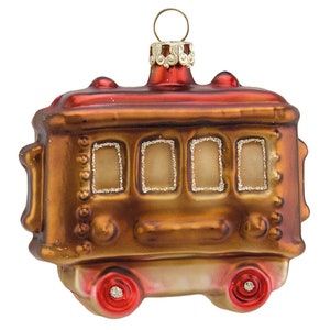 Railway wagon, 7 cm, brown. Schatzhauser Christmas decorations, Lauscha Glass Art
