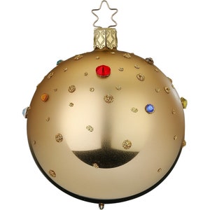 Christmas ball Sparkling Festival Ø 8 cm brocade gold shiny Inge-Glas Christmas decoration