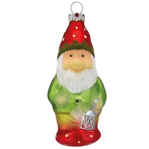 Gnome with lantern 9 cm Thuringian glass Christmas decoration