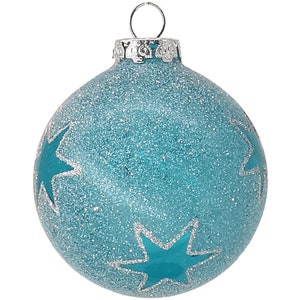 Christmas ball stars sand turquoise Ø8cm, semi-transparent - Schatzhauser Christmas decorations