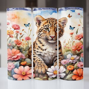 Tiger Cub Tumbler Wrap: Floral 20 oz Skinny Tumbler Design (Digital Download)