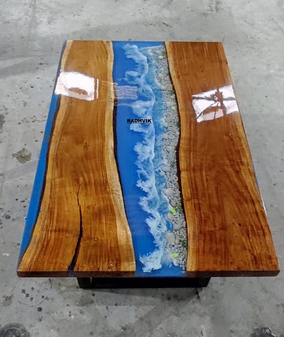 Sea Table, Epoxy Table, Epoxy Resin Table, Resin Table Top, Wood Resin Tabletop,  Epoxy Resin River Table, Walnut Table 