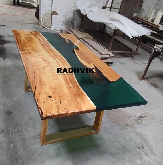 Green Epoxy Table, Epoxy Table, Epoxy Resin Table, Blue Resin Table Top,  Wood Resin Tabletop, Epoxy Resin River Table, Walnut Table 