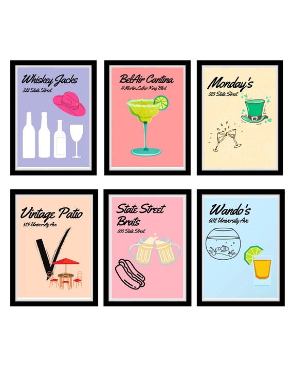 UW MADISON POSTERS, Pack of 6, Apartment Decor