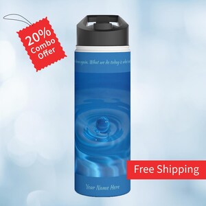 Personalized Tumbler, Wellness Water Drop, Zen Stainless Steel Water Bottle/Tumbler, Standard Lid, 18oz, BPA-Free