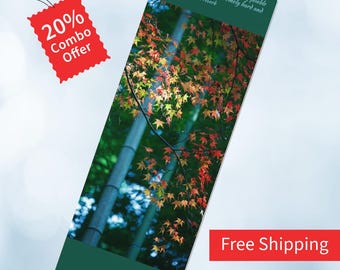 Personalized Fall Yoga Mat: Bamboo Zen Exercise Mat, Custom Name Meditation Gift