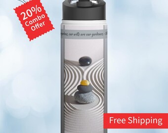 Personalized Tumbler, Zen Garden, Stainless Steel Water Bottle/Tumbler, Standard Lid, 18oz, BPA-Free