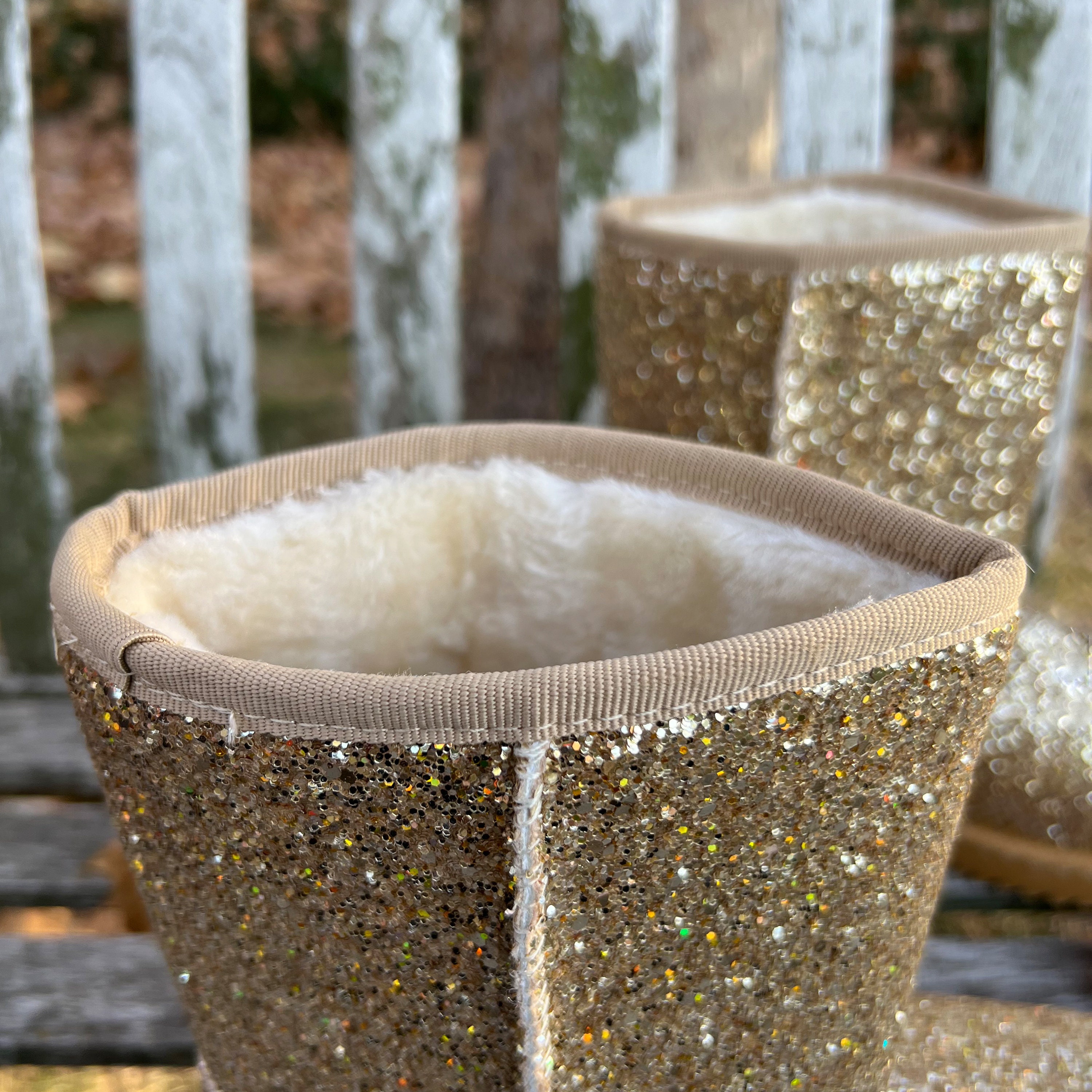 Gold Iridescent Glitter Mid Calf Boots Sparkly Bling Reflective Fur Lined Winter Boots Gift Designer Etsy