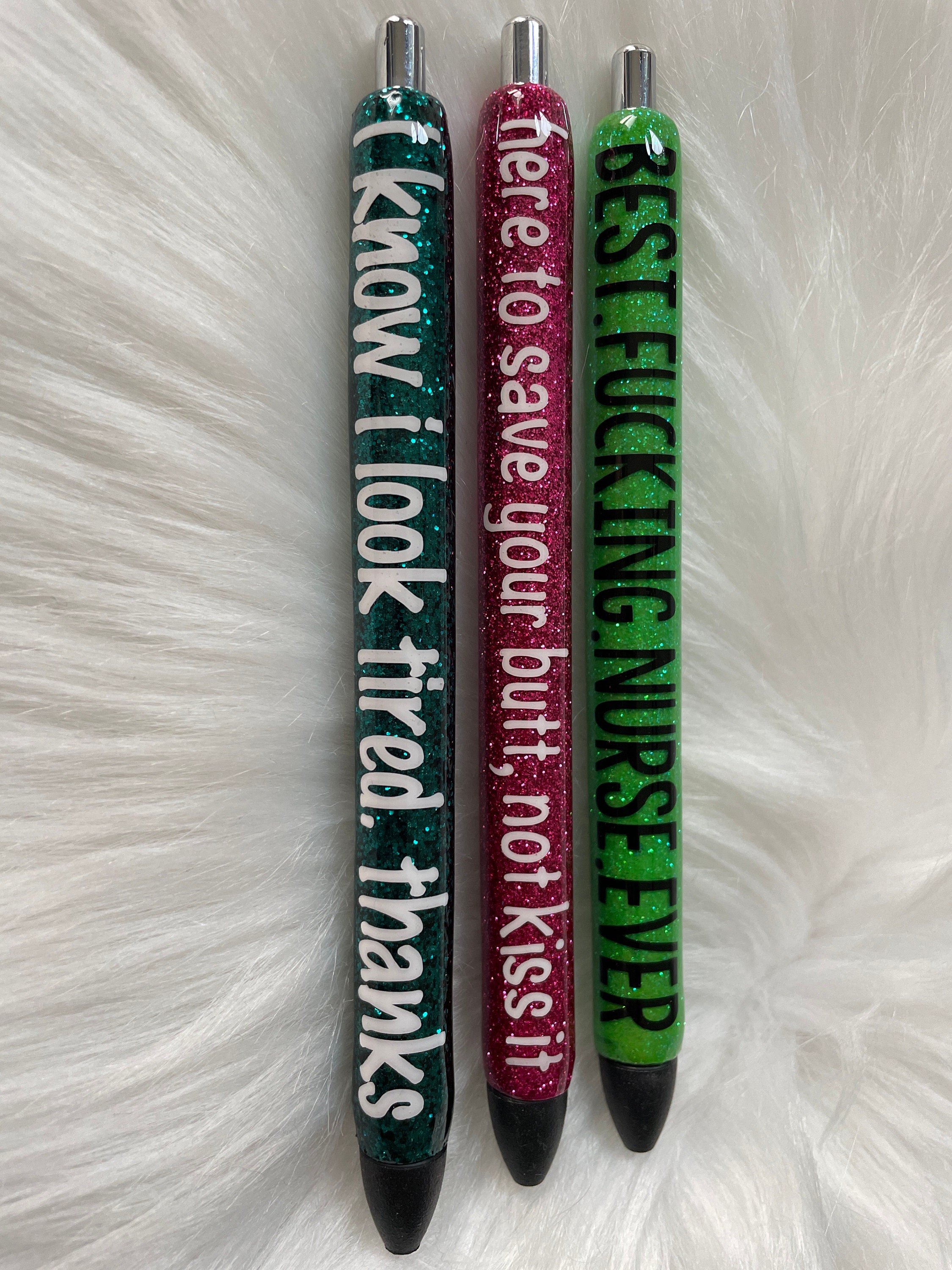 Curse Word Floral Pens, Days of the Week Pen, Swear Word Pen, Ombre Floral  Pen, Work Sucks Pen, Snarky Glitter Pen, Gift for Nurse, Sass Pen 