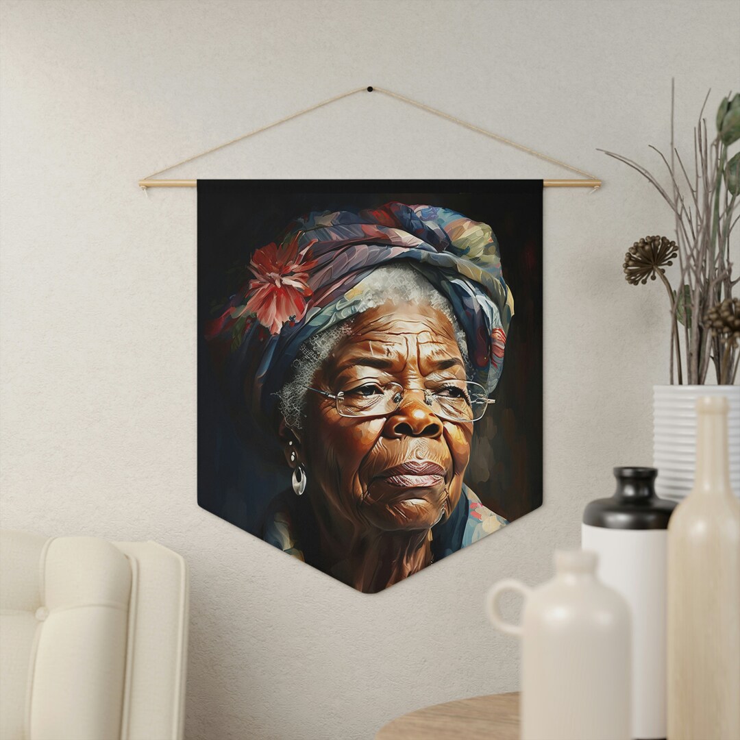 Maya Angelou Art Hanging, Pennant Wall Art, 18x21 Inch Poly Twill
