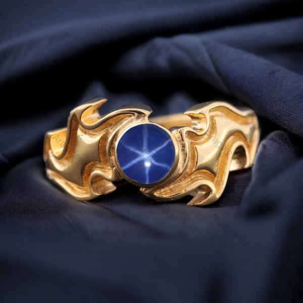 Goku Ring Vegeta Ring Kakarotto Ring Star Sapphire Bridal Ring Dragon Ball Ring Super Saiyan Ring Anime Ring Goku Vegeta Ring Bezel Set Ring