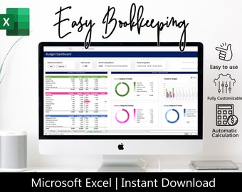 Small Business Bookkeeping Spreadsheet | Income Expense Tracker Excel | Profit Loss Template | Freelancer Accounting | Instant Download