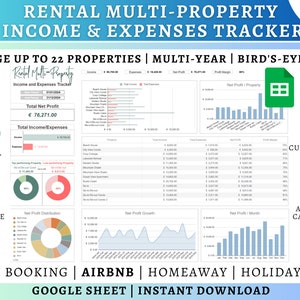 Rental Multi-Property Income & Expense Tracker | Airbnb Management Spreadsheet | Airbnb Host Bundle | Rental Bookkeeping, bnb Google Sheets