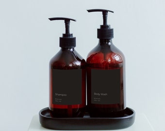 Minimal Aesthetic Soap Labels for 16oz + 32oz Bottles | Black | Matte & Waterproof