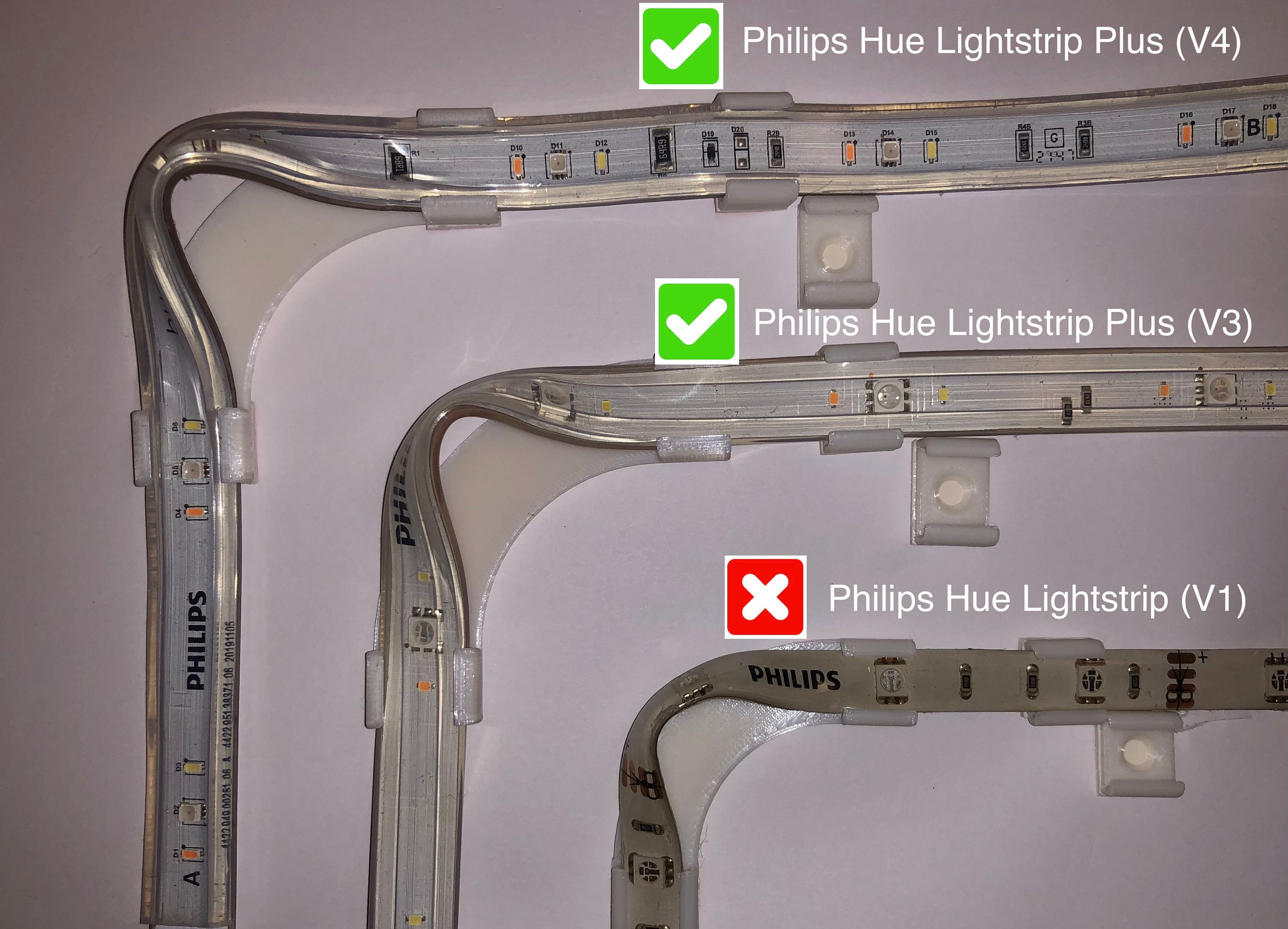 3D Print File .stl Mounting Clips / Holder for Philips Hue LED Lightstrip  V3/V4 lightstrip Plus 