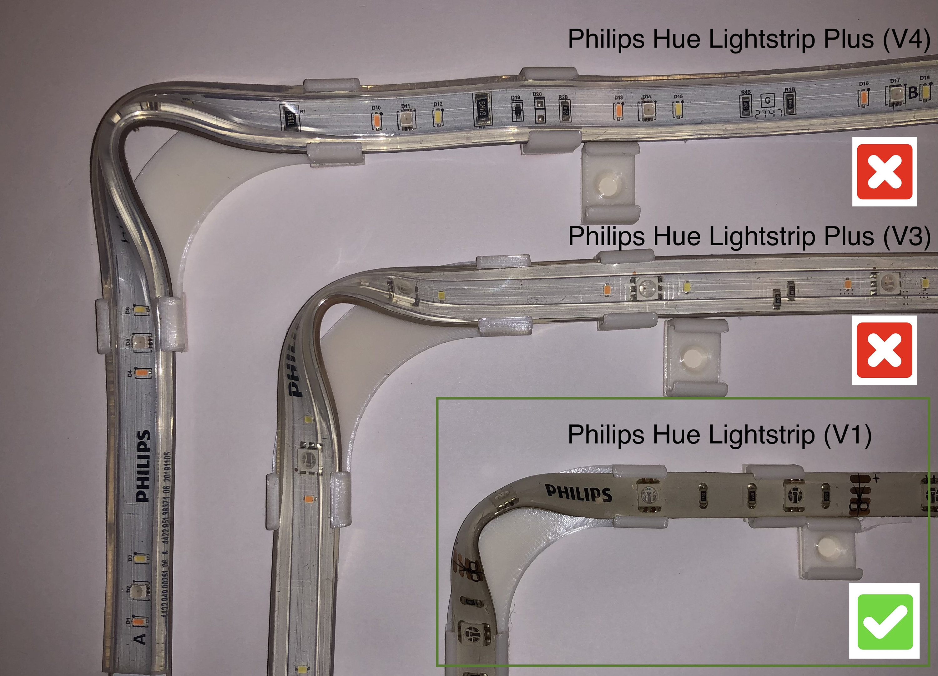 Befestigungs Clips / Halterung für Philips Hue Gradient Ambiance LED Strips  - .de