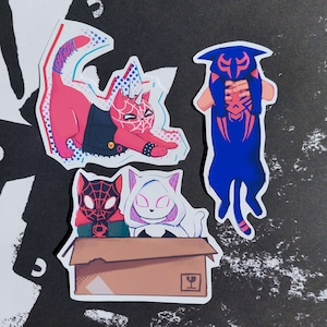 Spiderverse Cat Sticker SpiderPunk Spiderman 2099 Miguel O’Hara Miles Morales SpiderGwen