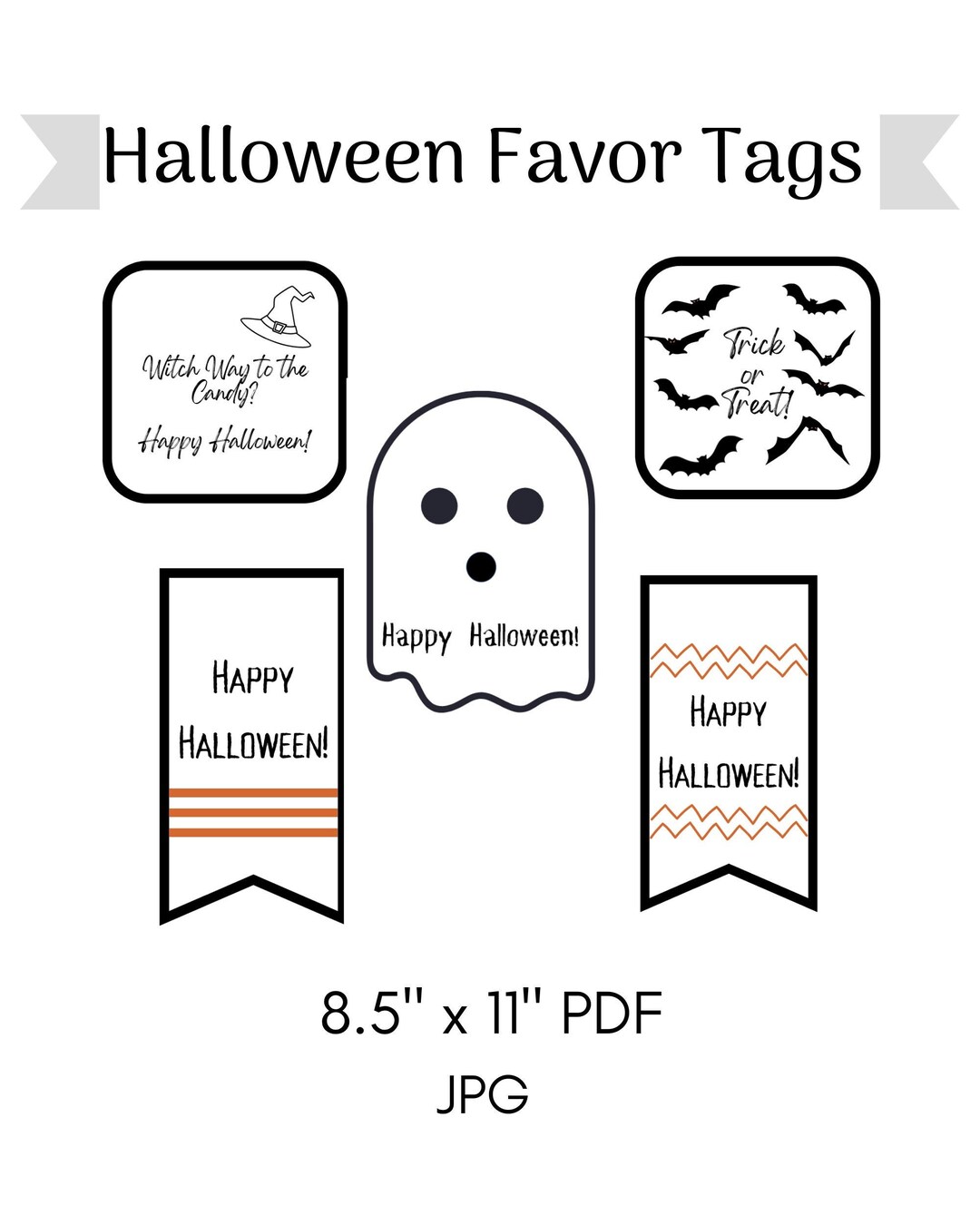 Halloween Bag Tag Printable Bundle, Favor Tags, Candy Bag Tags Etsy