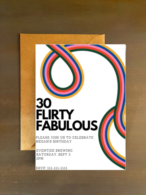 30 Flirty Thriving Birthday Invitation Funky Trendy - Etsy Singapore