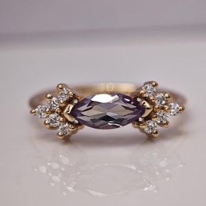 Marquise Cut Alexandrite Engagement ring Dainty Minimalist Diamond Promise Ring Women June Birthstone Ring Anniversary Bridal Gift For Her