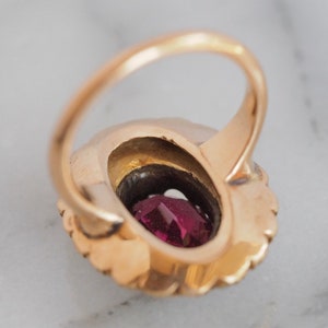 Victorian Seed Pearl Ring - Antique succulent Rhodolite Garnet Ring - 10kt Solid Yellow Gold Ring -Vintage Fresh Water Pearl Ring For Women. image 8
