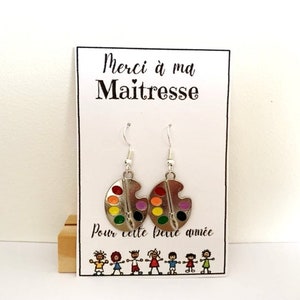 Pendientes para profesor, regalo para profesor, atsem, profesor, aesh, paleta de pintura