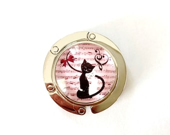 Bag hanger, decorated with glass cabochon, cats