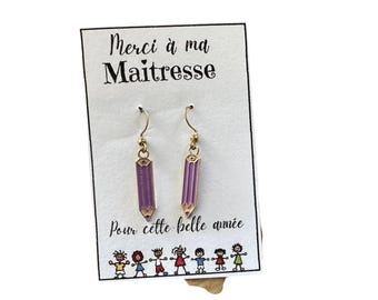 Pendientes para profesores: regalo original para profesores y auxiliares docentes. Joyería colorida hecha a mano. Idea de regalo para el final del curso escolar.