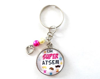 Atsem gift cabochon key ring, a super atsem, end of school year gift