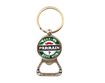 bottle opener keychain do you want to be my godfather? godfather request, birth announcement