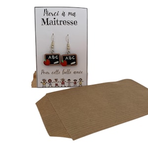Boucles d’oreilles maitresse d’école – cadeau original pour maitresse, atsem – bijou coloré fait main – idée cadeau fin d’année scolaire