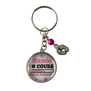 granny key ring in progress .... please wait; birth announcement