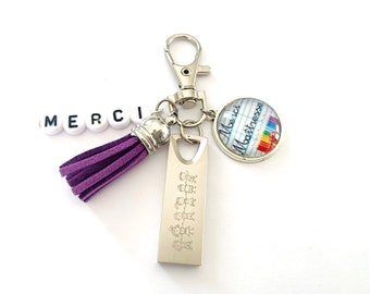 key ring, 4GB USB key, thank you mistress, glass cabochon, mistress gift