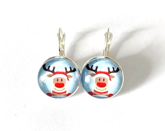 Boucles D'oreilles Cabochon Verre Multicolores - Style Jack, Dormeuses, Neuves Sans Emballage