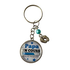 dad keychain in progress .... please wait ; birth announcement