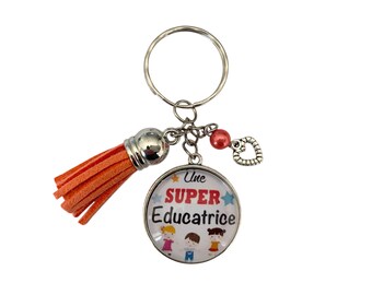 Cadeau  éducatrice – porte clé super éducatrice -  merci  – cadeau remerciement fin d’année scolaire