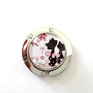 Bag hanger, decorated with glass cabochon, cats image 1