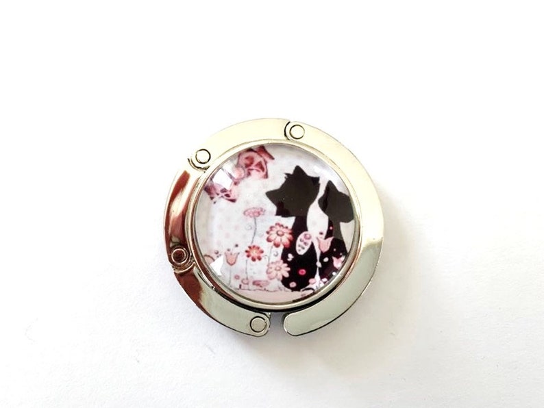 Bag hanger, decorated with glass cabochon, cats image 1