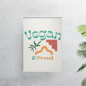 Vegan And Proud Wall Art | Vegan Cafe Decor | Abstarct Shapes Print